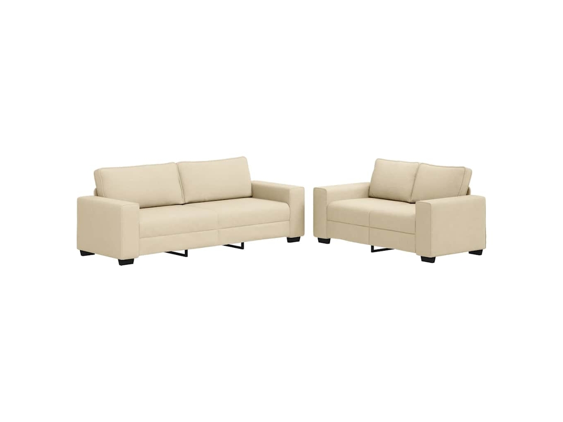 Conjunto de sofá de 2 piezas con cojines en tela color crema. Exclusivo de Maison.