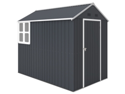 Caseta Jardín Metal Doble Puerta Ventana 259x172x222 Cm Gris Blanco