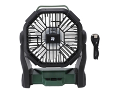 Ventilador de camping USB recargable con linterna LED