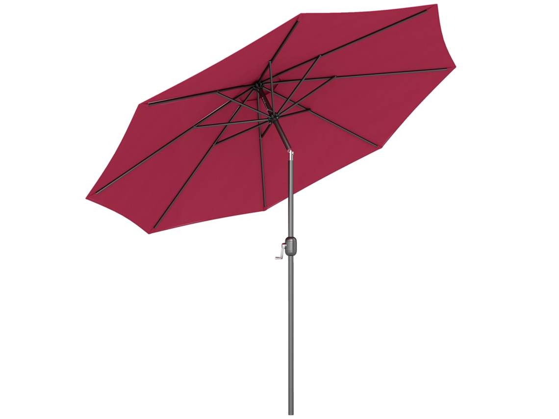 Sombrilla De Jardín Ø295x250 Cm Con Manivela Parasol Exterior Con Mecanismo De Inclinación Y Poste Desmontable De Metal Para Terraza Piscina Patio