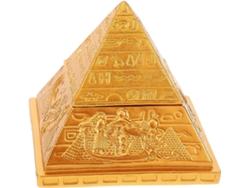 Adorno Piramidal Decorativo De Resina Dorada, 8 Cm