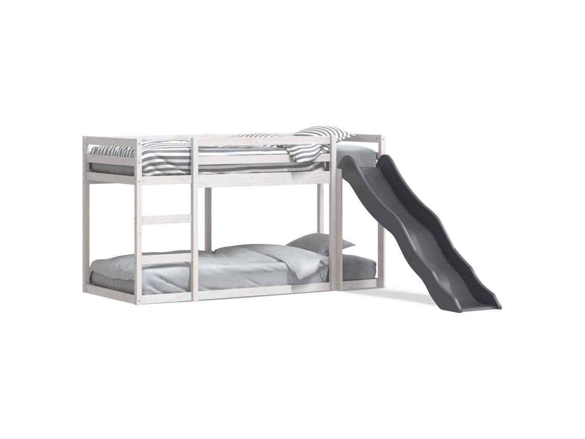 Litera con tobogán y escalera 90x200 cm Pino macizo blanco Dkd Home Decor