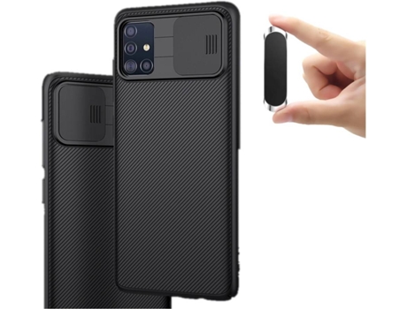 Carcasa y Soporte Samsung A51 Camshield Nillkin Negro