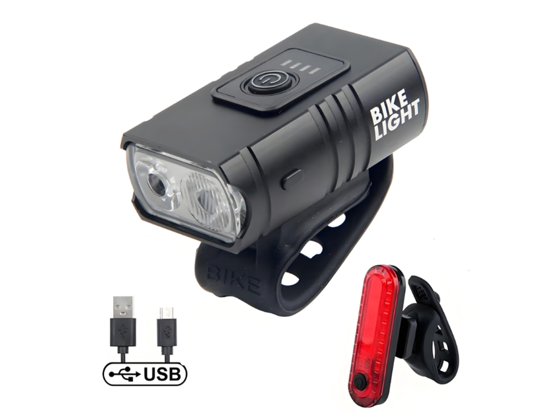 Kit de iluminación para bicicleta, luces LED con protección anticaídas, color negro Tommy01