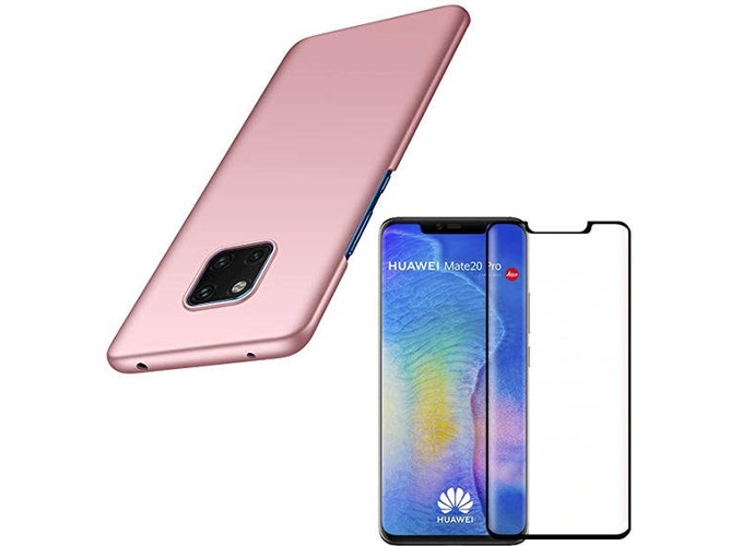 Kit Carcasa y Protector Cristal 5D Huawei Mate 20 Pro SlimShield Rosa