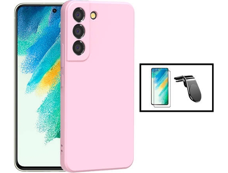 Kit Carcasa + Protector de Pantalla GorilaGlass + Soporte de Auto Magnético L Samsung Galaxy S22+ Plus 5G G4M Rosa