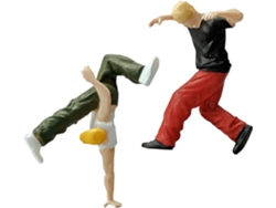 Conjunto De 2 Figuras En Miniatura De Resina A Escala 1/64, Bailarines Callejeros De Hip-hop.