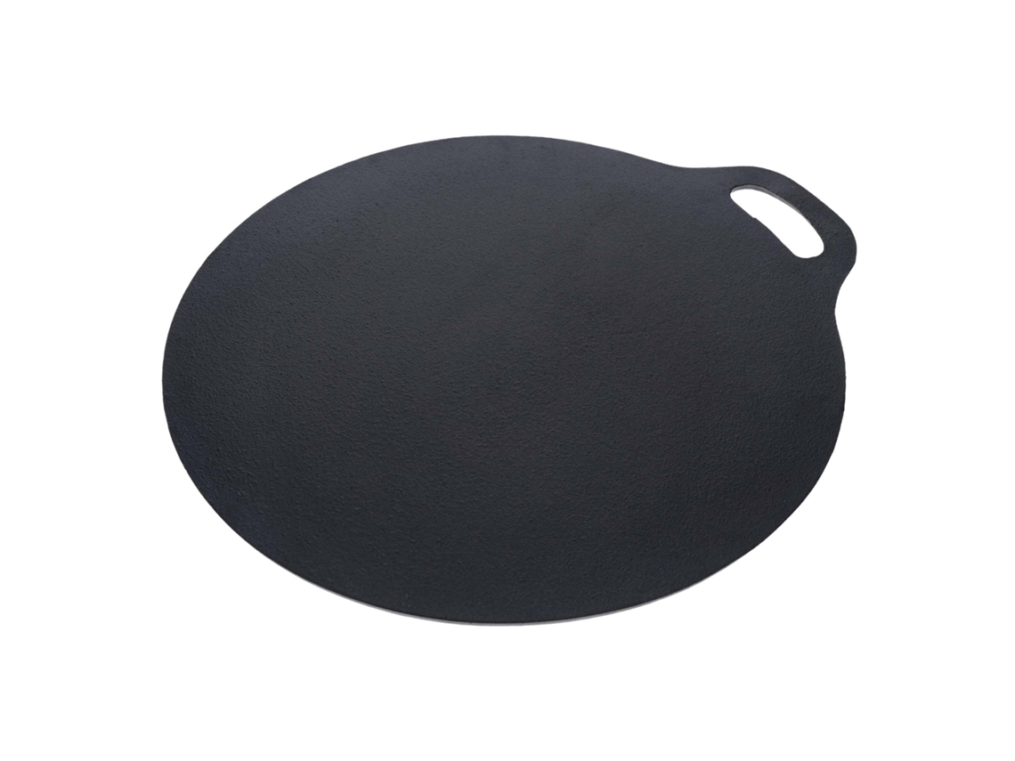 Plancha Inducción Hierro Fundido Curado, Budare 38cm Pizza, Crepes Para Fuego, Barbacoa, Horno Victoria 34573 Negro