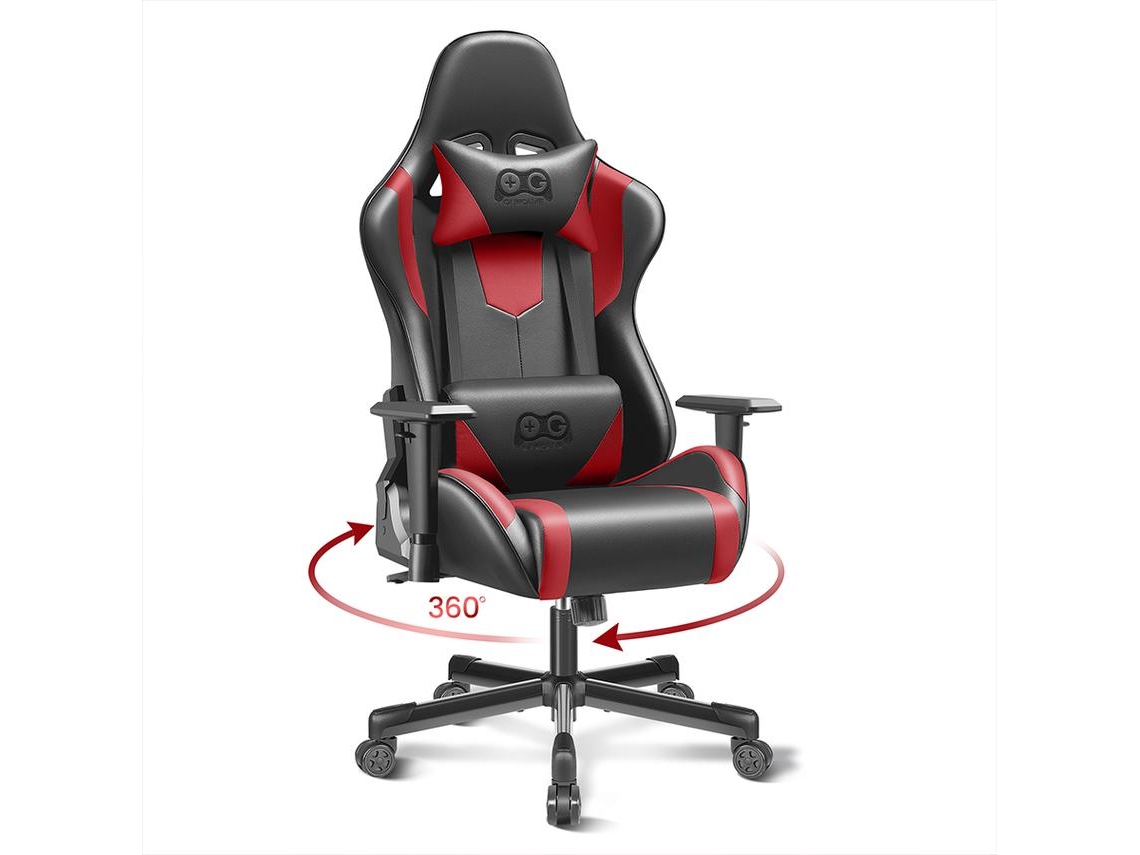 Silla de Juego Ergonómica Silla de Juego de Cuero PU Estilo Carrera Silla de Jugador Giratoria con Respaldo Ajustable y Soporte Lumbar KERDOM