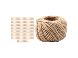 250 Grapas De Madera Natural Con 1 Rollo De Cordel De Yute (50 Metros)
