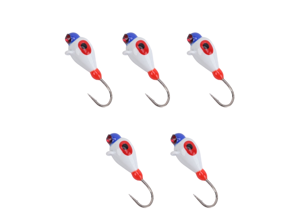 Kit De 5 Piezas De Señuelos De Pesca En Hielo De 5 Mm Con Anzuelos Y Señuelos Para Lubina, Perca Y Crappie En Acero De Alto Carbono.