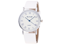Reloj De Pulsera De Cuero Pu De Mujer Con Piedras Strass Moda Zhoulianfa (blanco)