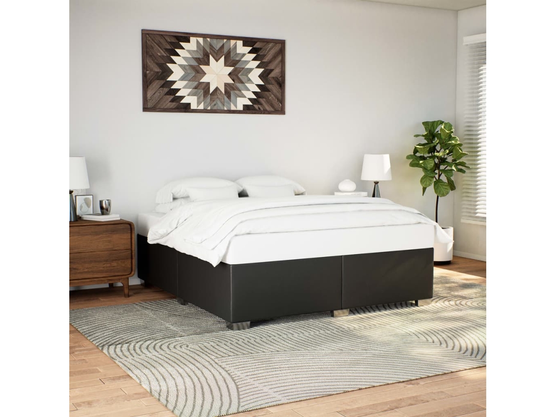 Estructura De Cama Sin Colchón Cuero Sintético Negro 180x200 Cm