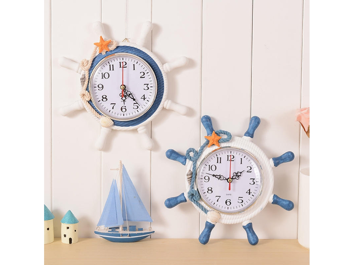 Reloj de pared de diseño mediterráneo que muestra la hora