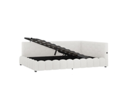 Cama Tapizada De 140 X 200 Cm Con Usb Y Tipo C - Blanco