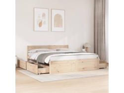 Estructura De Cama Sin Colchón Madera Maciza De Pino 200x200 Cm