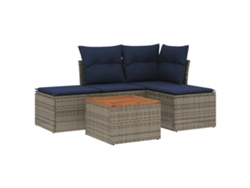 Maison Exclusive - Conjunto De Sofá De Jardín De 5 Piezas Con Cojines, Poliratán Gris