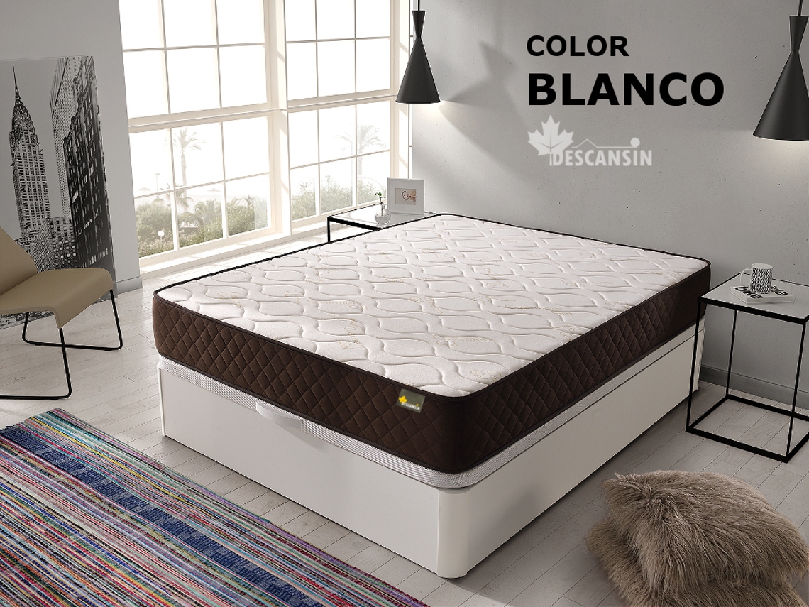 Pack Colchon y Canape Abatible DESCANSIN | 90 x 190 | Blanco | Maxima Comodidad | Gran Almacenaje