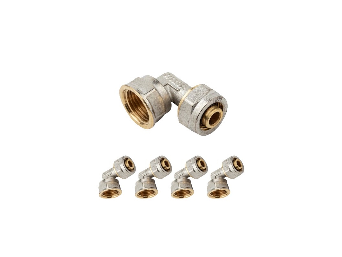 X Codo 1/2 Hembra Para Tubo Multicapa De Compresion 16 Mm, Sin Necesidad De Maquina Prensadora, Gris Suinga