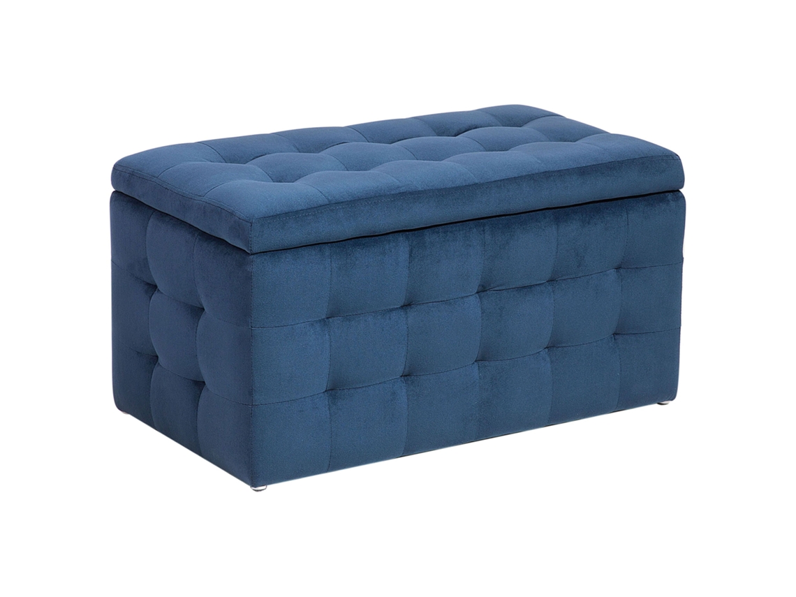 Otomana BELIANI Michigan de Terciopelo Azul 72x42x40