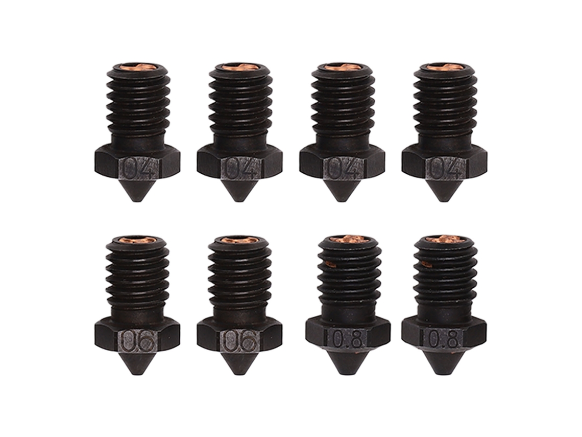 Boquilla de acero templado de 8 piezas (0,4, 0,6 y 0,8 mm, M6, 3 orificios) para impresora 3D Anet8