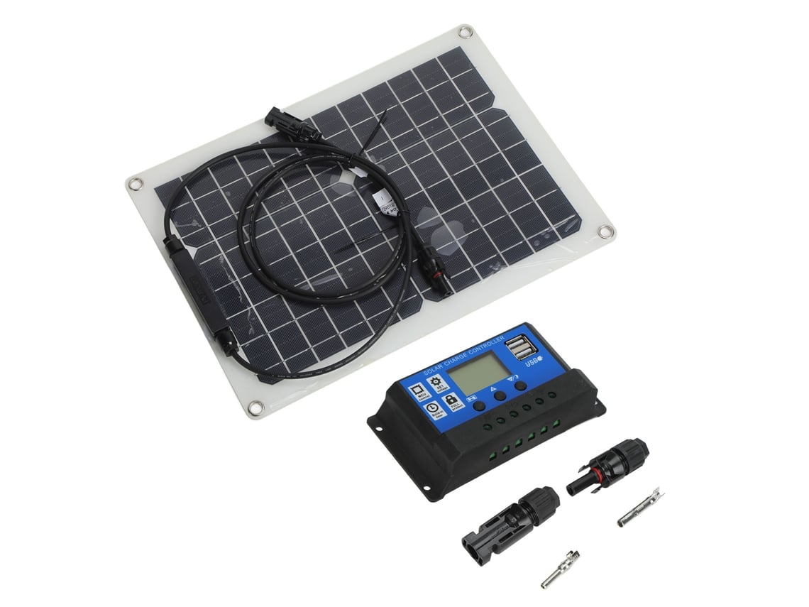 Kit De Panel Solar Monocristalino Portátil De 15 W Y 18 V Con Controlador De 20 A Para Coche O Barco.