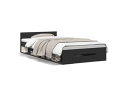 Maison Exclusive - Cama Con Cajón Madera De Ingeniería Negro 90x190 Cm