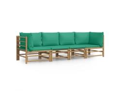 Maison Exclusive - Set De Muebles De Jardín 4 Piezas Bambú Con Cojines Verde