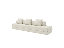 Sofá Modular 3+2 Lugares Convertible Veludo Regular Beige