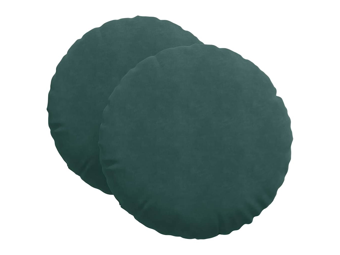 Cojines para asiento, 2 unidades, verde oscuro, Ø 40 x 13 cm, terciopelo HARLANV1