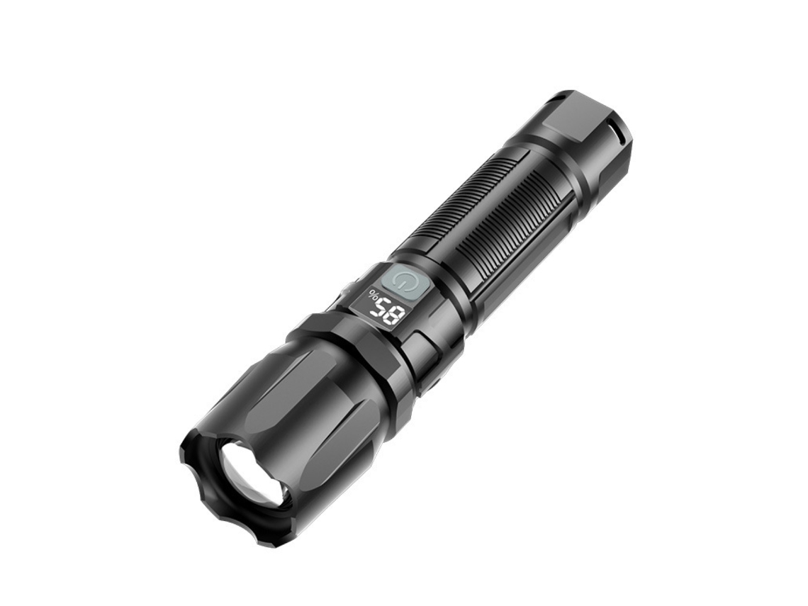 Linterna Led Recargable 1500 Lúmenes, Táctica De Aluminio, 3 Modos Con Zoom Para Camping Y Emergencias (negro)