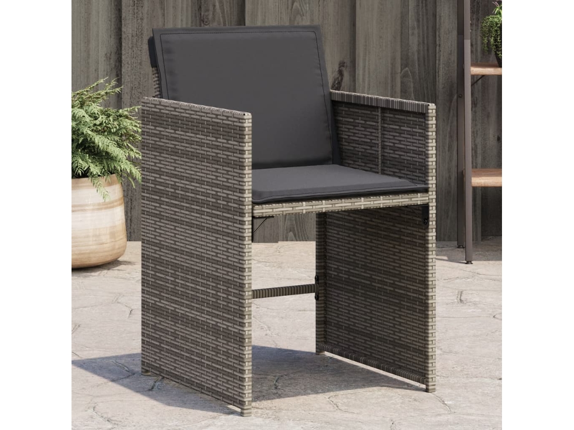 Sillas de jardín DKD Home Decor de 4 piezas con cojines, mimbre sintético gris