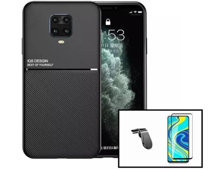 Kit Funda Magnetic Lux, 5D Full Cover y Soporte Magnético L Safe Driving Coche Xiaomi Redmi Note 10 Lite PHONECARE Negro
