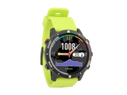 Reloj deportivo inteligente verde con monitorización del sueño.