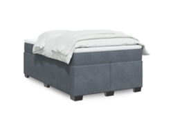 Cama Box Spring Con Colchón Terciopelo Gris Oscuro 120x190 Cm