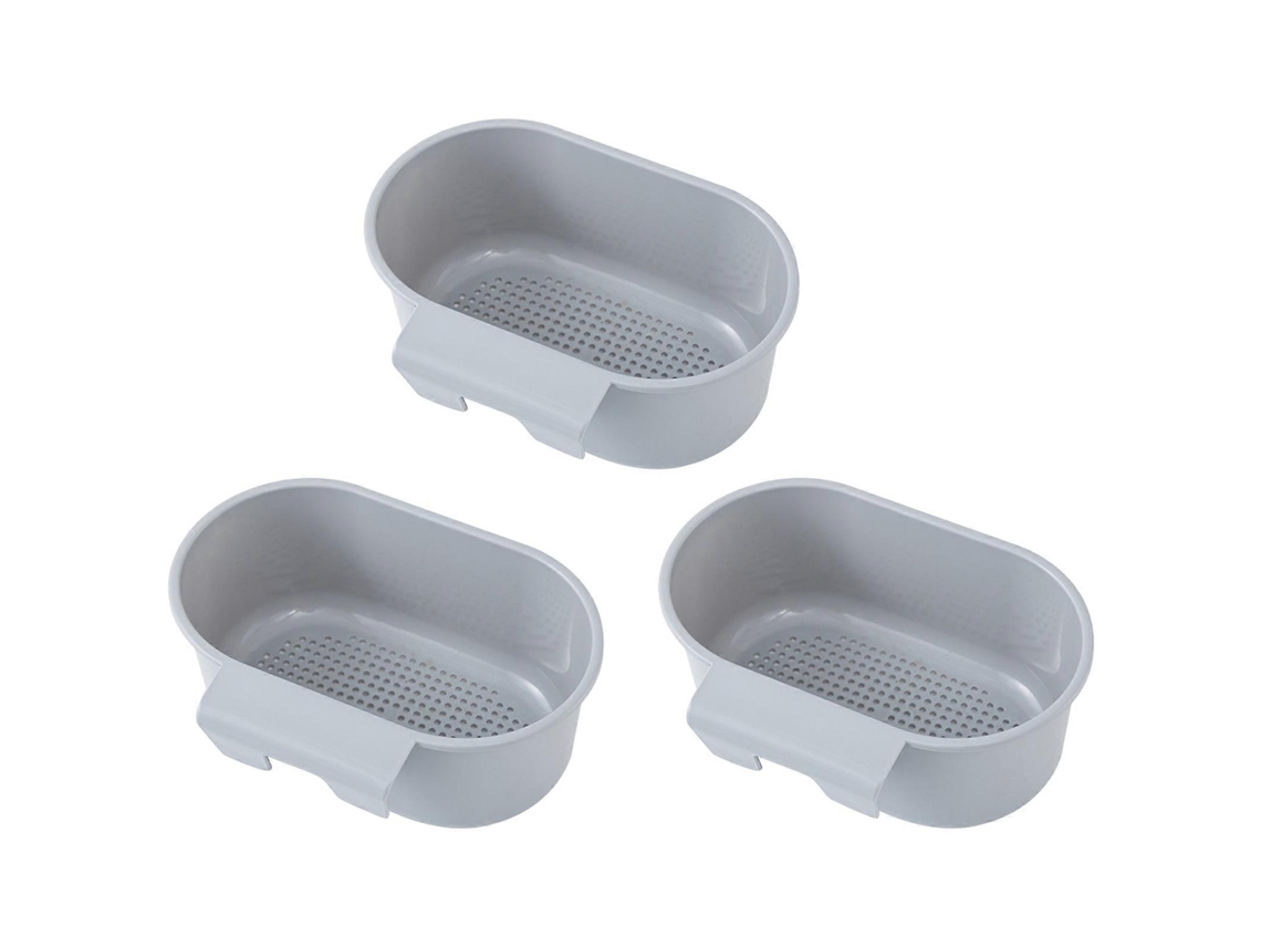 Omni-3 Canastillas De Drenaje Para Fregadero De Cocina, Multifuncionales Para Lavar Frutas Y Verduras, Material Pp De Calidad Alimentaria Gris