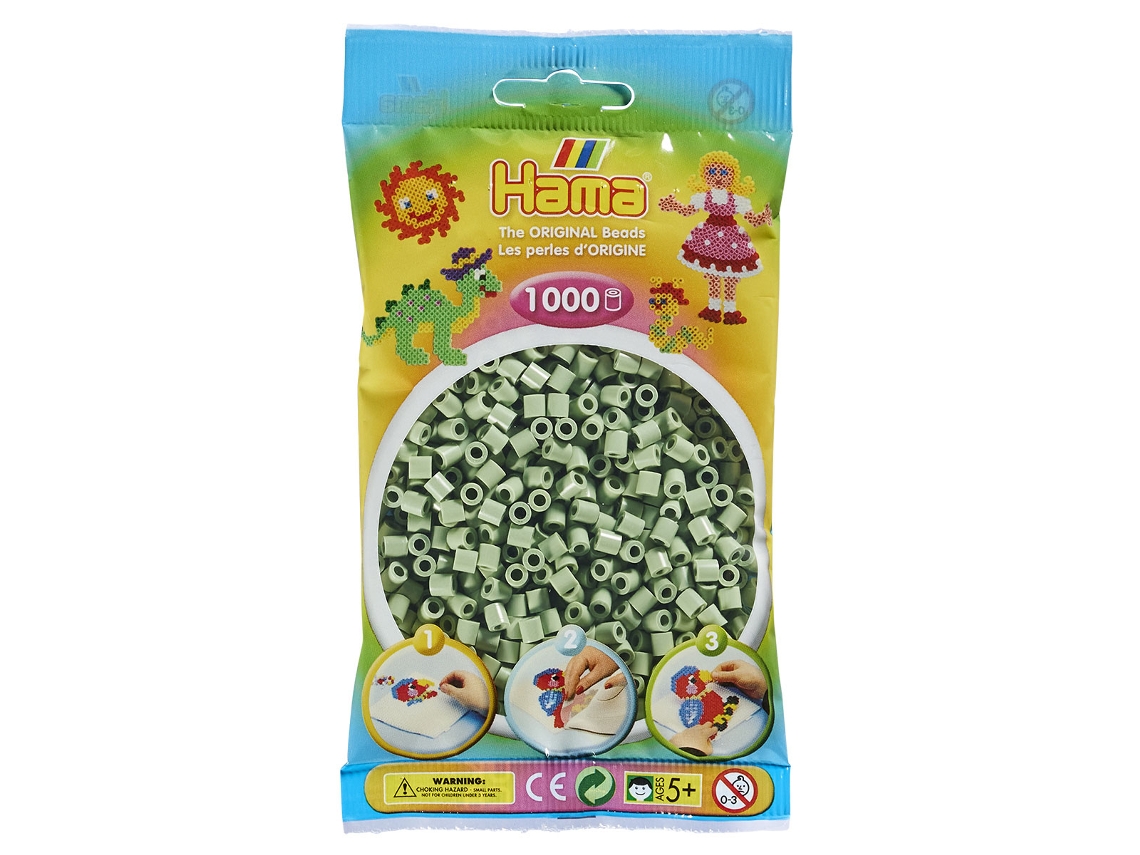 Juego de Mosaicos HAMA Set de Cuentas de Plastico midi eucalyptus (1000 Peças - Verde)