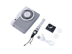 Ventilador USB portátil ajustable con iluminación gris.