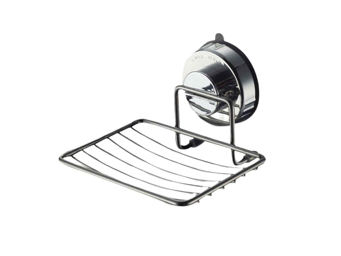 Jabonera de acero inoxidable con drenaje, fácil instalación, sin perforaciones, sin pegamento, dispensador de jabón reutilizable de pared para baño, resistente.