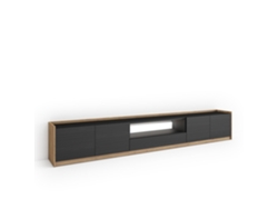 Mueble Tv, Televisión, 310x37x50cm, Para Tv Hasta 80", Led, Negro Y Roble
