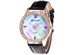 Reloj De Pulsera Sencillo Para Mujer Con Cristales De Imitación De Alta Calidad Y Movimiento De Cuarzo Negro.