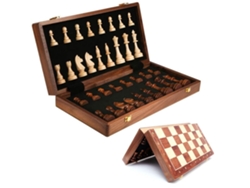 Juego de ajedrez de madera con tablero plegable, ajedrez portátil para viajes, niños y adultos.