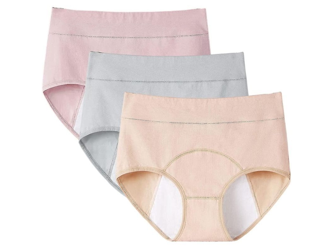 3 Bragas Menstruales De Algodón Impermeables Para Mujer, Bragas Menstruales A Prueba De Fugas