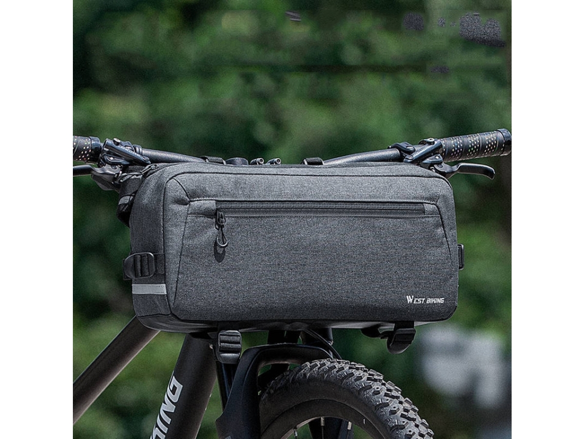Bolsa para manillar de bicicleta de montaña - Bolsa multifuncional de gran capacidad (gris)