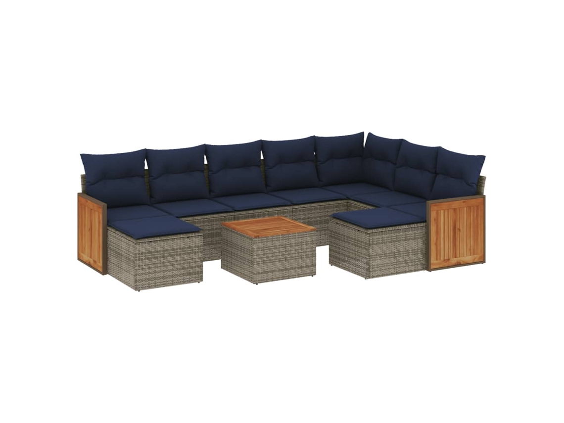 Maison Exclusive - Conjunto De Sofá De Jardín De 10 Piezas Con Cojines, Poliratán Gris