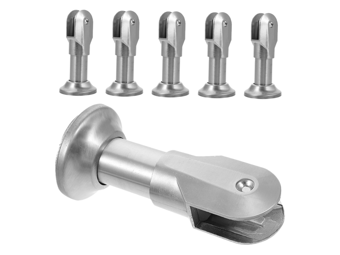 Juego de 6 soportes de acero inoxidable para mamparas de baño y duchas, fijación estable.