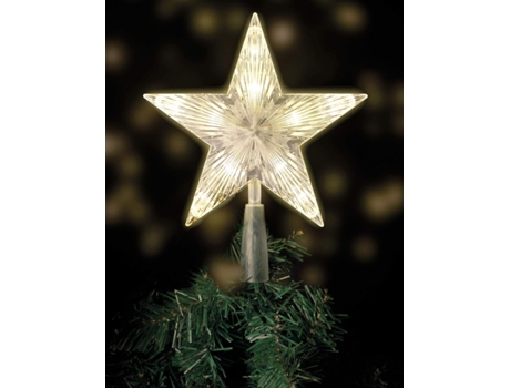 Parte superior del árbol de Navidad con 10 LED con enchufe en blanco cálido - Parte superior del árbol de Navidad con estrella