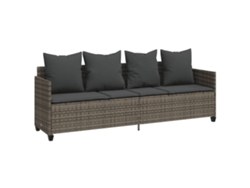 Chaise longue con cojines, mimbre, patas grises, MAISON EXCLUSIVE