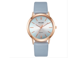 Reloj De Pulsera Casual Para Mujer Con Correa De Pu, Estilo Sencillo Y Moderno, Analógico, Azul Claro.