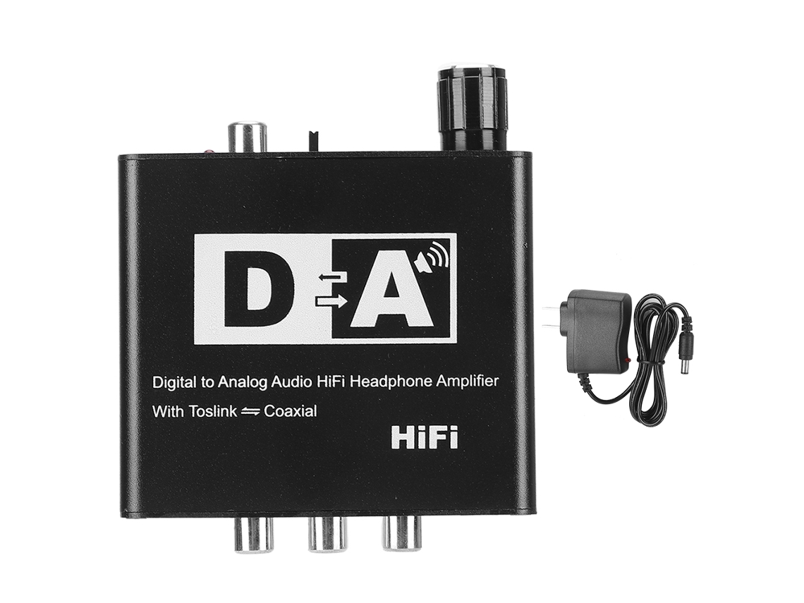Conversor De Áudio Digital Para Analógico Hifi Com Entrada Fiber Coaxial E Saída 3.5mm Us Plug